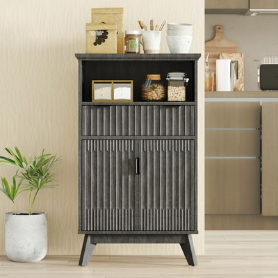 #ad #ad Fluted Cabinet 40#x27;#x27; High Coffee Bar with Drawer amp; Door $193.99