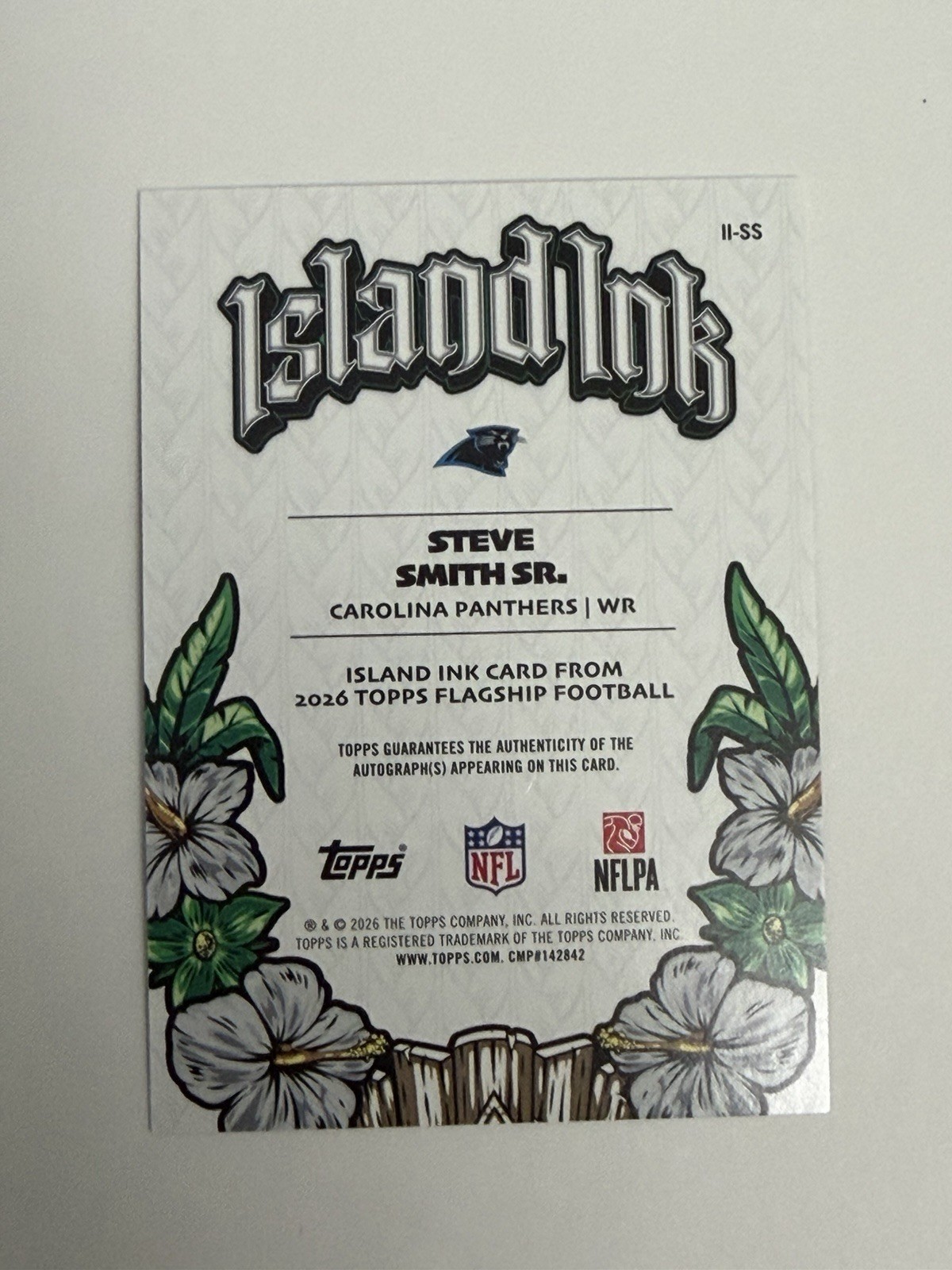 2026 Topps Flagship Steve Smith Sr Island Ink Auto II-SS Panthers view 2