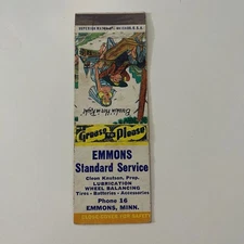 Emmons Standard Service Cleon Knutson MN Vintage Pinup Matchbook Cover TMB41-1