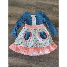 Pete  Lucy Rainbow Toddler Girl Long Sleeve Twirl Dress size 3t 5