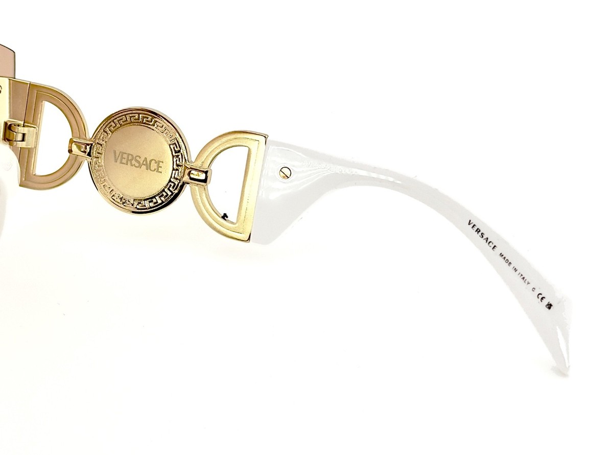NEW VERSACE MEDUSA BIGGIE MASK SUNGLASSES Rose Gold White Logo Shield Shades Medusa Biggie Shield Pink Versace Shades - Glam Queen Edit main image 4