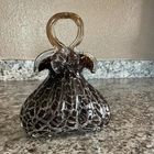 Vintage Murano Glass Art Brown Glass Handbag Purse Vase