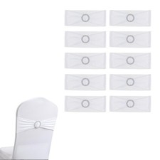 MY MIRONEY 10PCS White Spandex Stretch Universal Chair Sashes