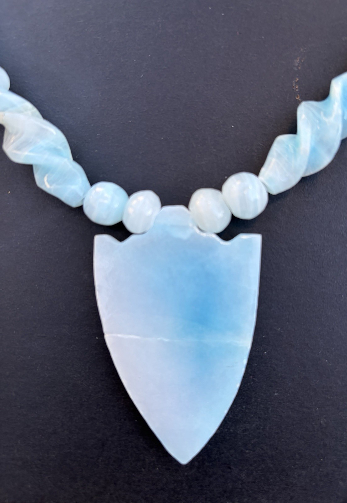 Opalite Carved Arrowhead Statement Necklace Twist… - image 3