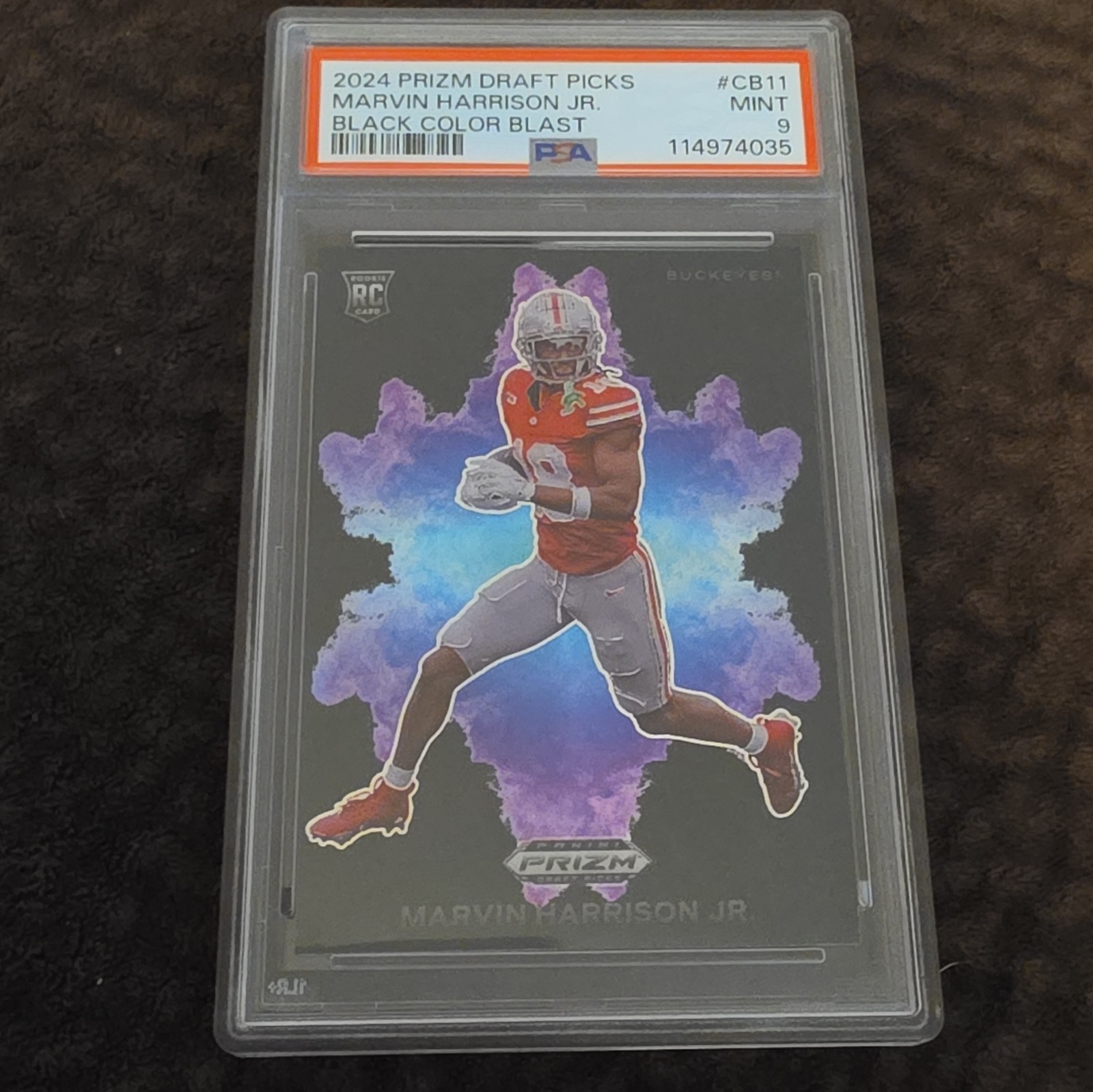 Panini 2024 Prizm Draft Picks Black Color Blast Marvin Harrison Jr. CB-11 PSA 9