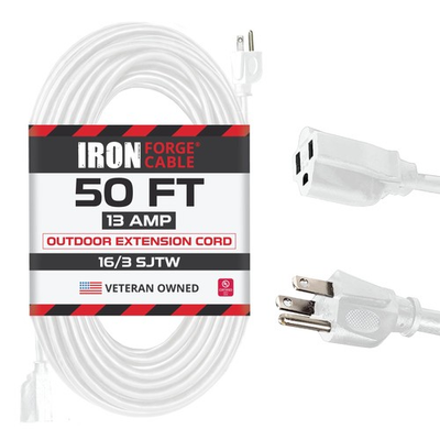 #ad 50 Ft White Extension Cord 16 3 SJTW Durable Electrical Cable $37.99