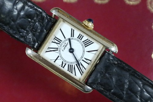 Must de Cartier Tank Quartz, Vermeil, Signed Deployant Clasp & Box, Ref 5057001