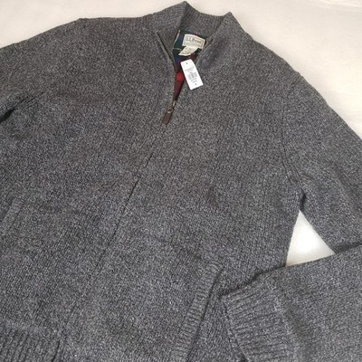 NWT L.L. Bean Medium LambsWool Classic Ragg Wool Sweater Full-Zip Flannel-Lined