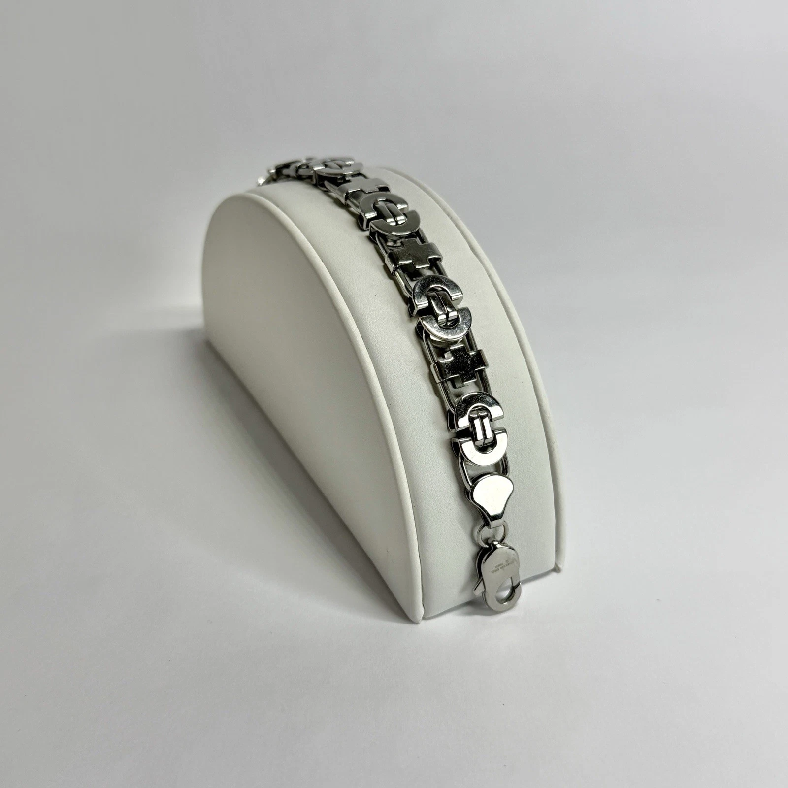 Elegant Flat Link Chain Gothic Silver Tone Vintage Bracelet Jewelry Br217