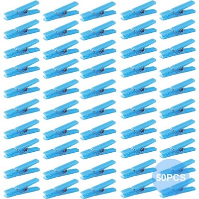 50 Blue Clothes Pins for Baby Shower Game, 1.4'' Premium Plastic Mini Clothespin