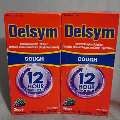 Delsym Adult 12 hour Cough Relief Medicine Orange Flavor 5 Fl Oz - PACK OF 2