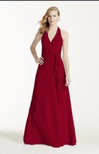 David's Bridal Soft Crinkle Chiffon Halter Dress Style F12688 Size 4