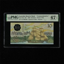 1988 Australia Reserve Bank 10 Dollars Pick#49a PMG 67 EPQ Superb Gem UNC  AA 