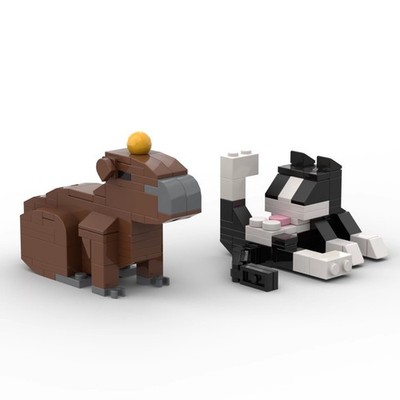62 Stck. Tier Serie Katze MOC Steine Figuren Zum Selbermachen Bausteine für Kinder Geschenk