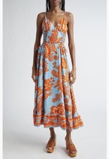 NWT $248 FARM Rio Floral Linen Blend Midi Dress in size X-Large!