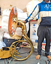 SOUSAPHONE 22"BELL SIZE GOLDEN POLISH MADE OF PURE BRASS CASE BOX FREE SHIPPING