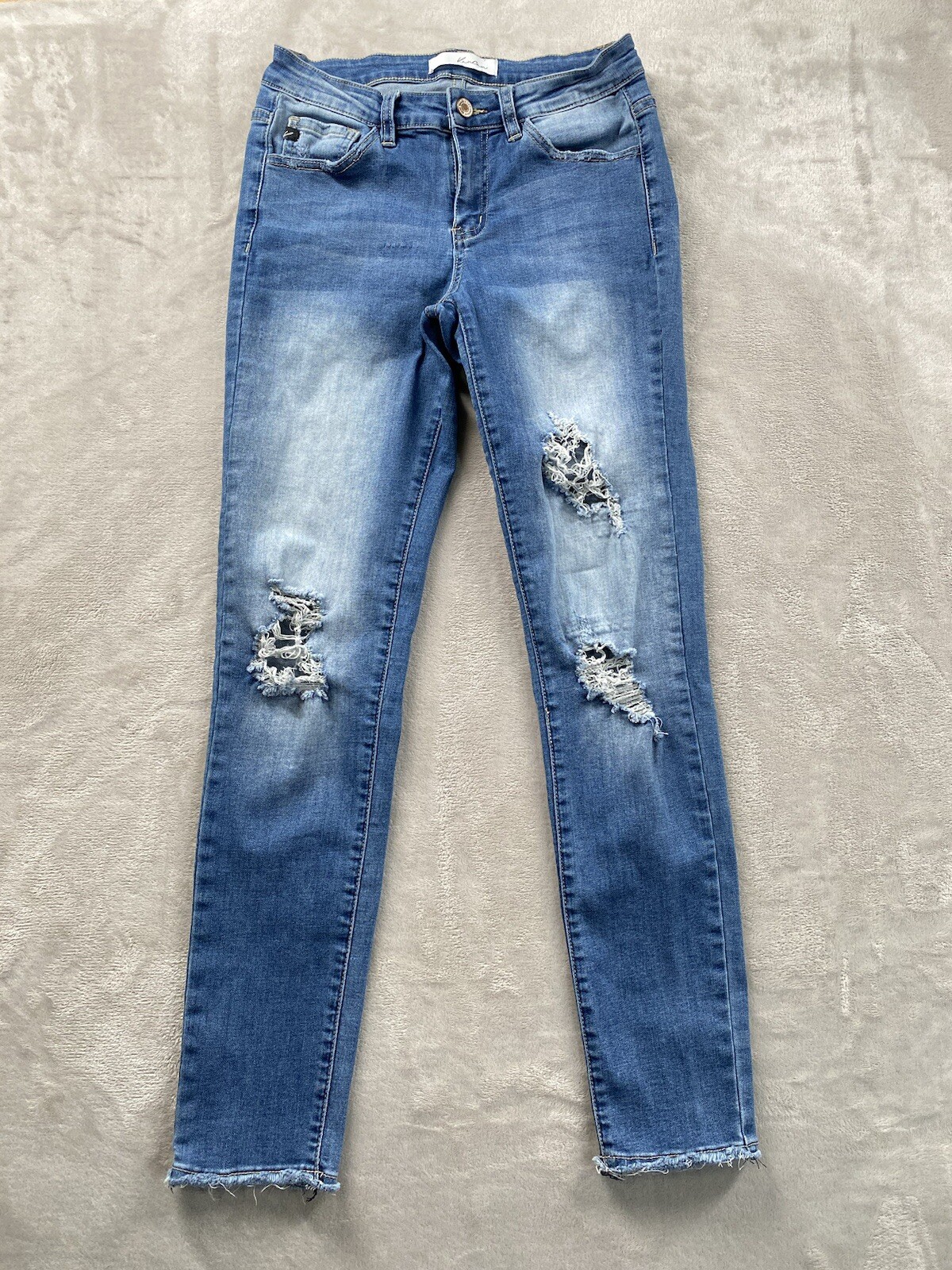 KanCan Skinny Jeans Women's 7/27 (27x27.5) Medium Wash Distressed Stretch-image