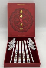 5 Pair Porcelain Chopsticks And Rests Blossom Design Premier Gift Box Set New