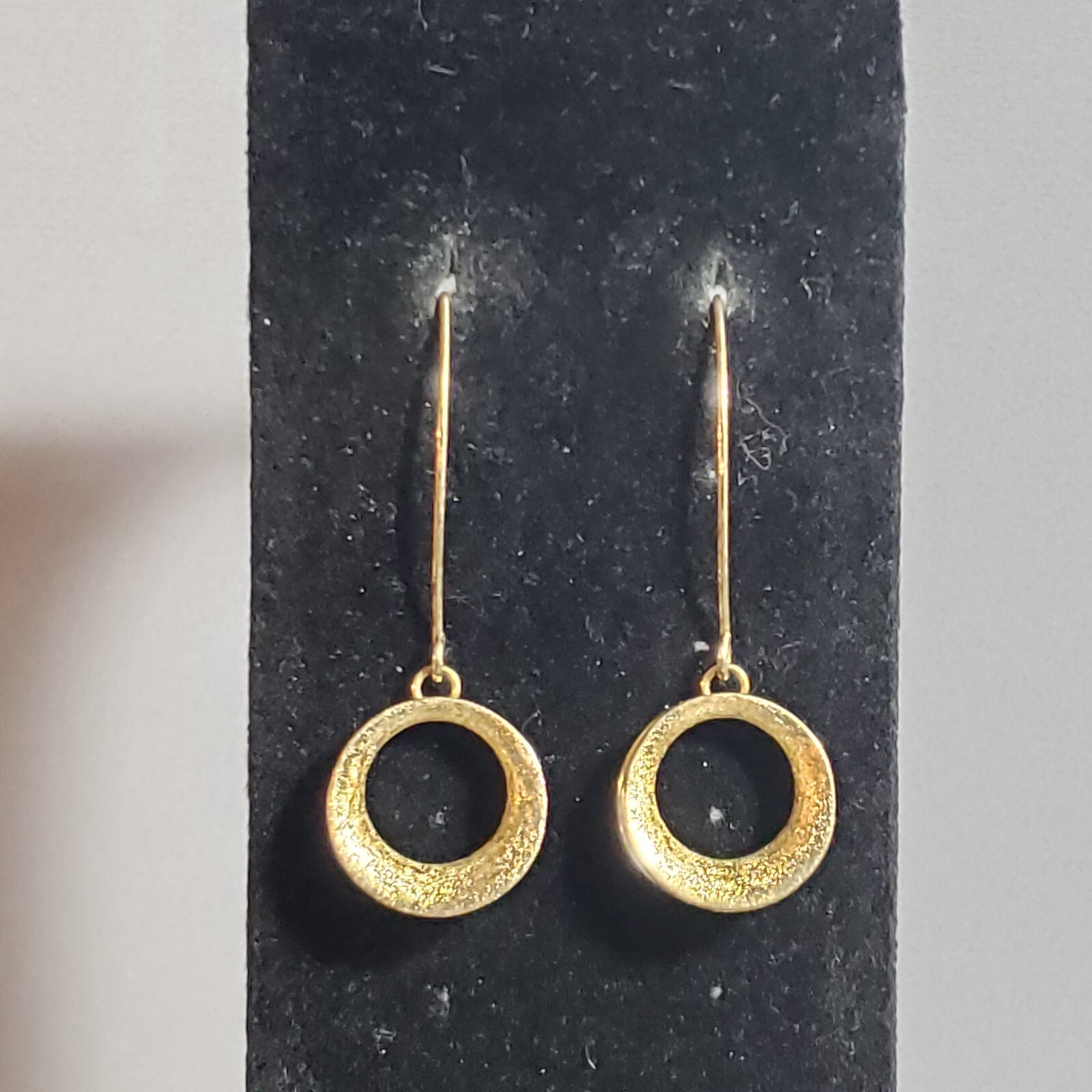 Dangle Hoop Threader Earrings Gold Tone Mid Century Modernist Pierced 1.75