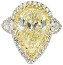 Beautiful Clear Yellow 5.72CT Citrine With Shiny White CZ Engagement Women Ring