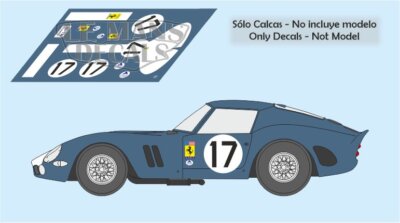 Decals Ferrari 250 GTO Le Mans 1962 1:32 1:24 1:43 1:18 1:64 1:87