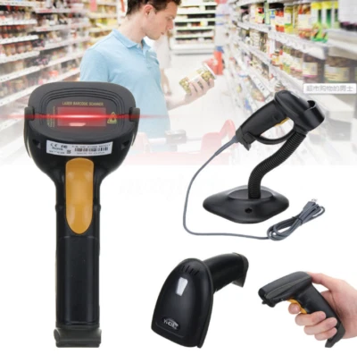 Portable USB Laser Barcode Scanner Bar Code Reader Long Scan Handheld POS PC UK