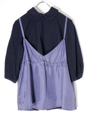 Tricot Comme Des Garcons Silk Camisole Docking Full Wool Blouse 
