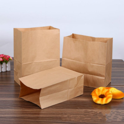 50 Packs of Bread Kraft Paper Bag Sandwiches Food Oil Proof Packing Bottom Pouch