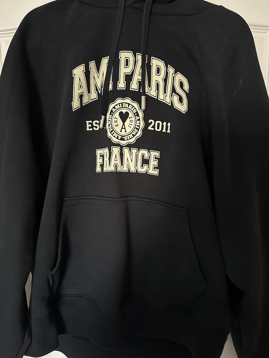 【AMI PARIS】College Logo Hoodie フーディー 送料・関税込み Ami Paris France Logo Black Hoodie Sweatshirt Men's Unisex