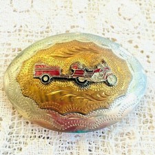 Handmade Vintage Enameled Motorcycle Biker Buckle Signed TN