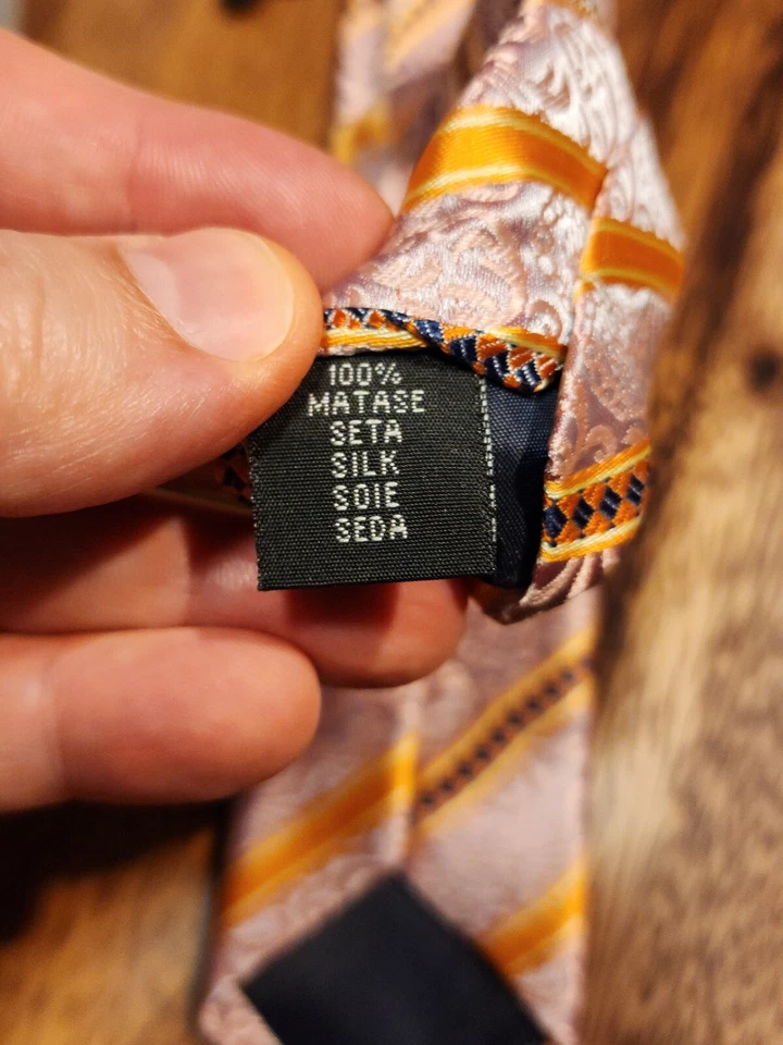 EPoint мужчин розовый оранжевый в полоску пейсли 100% шелк узкий галстук новый с Ярлыками - Изображение 4 из 4