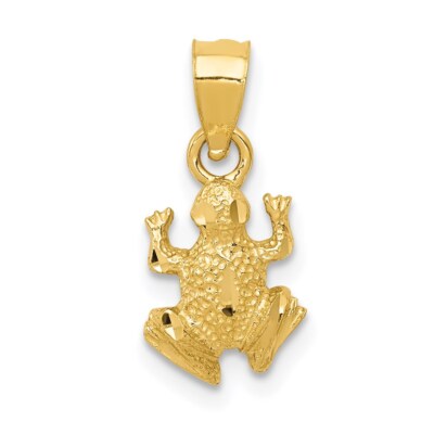 14k Gelbgold Diamantschliff Frosch Anhänger für Frauen 0,55gm L-0,63 Zoll, W-0,32 Zoll