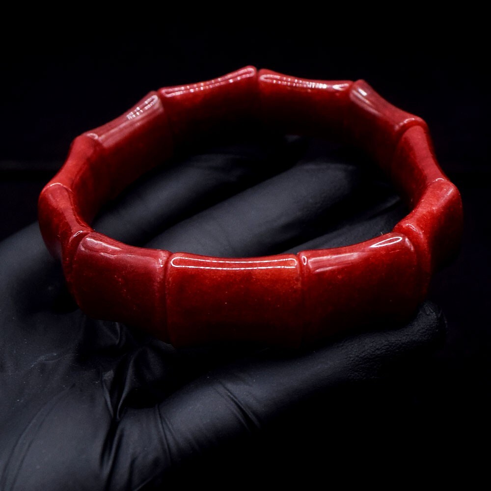 紅ブレスレット Wonderful Red Onyx 196.00 Cts Superb Stretchable Bracelet Beaded