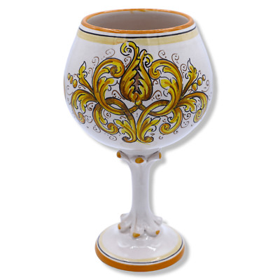 Keramikbecher Aus Caltagirone, Dekoriert Mit Barockmuster Und Zopf, H 20 Cm