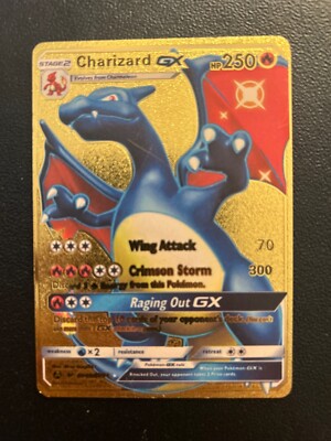 Blue Charizard GX HP250 Gold Pokemon Card | eBay