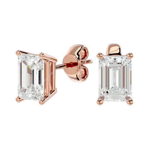 1 1/2 Carat Emerald Shape Moissanite Stud Earrings Available In Gold & Platinum - 第 17/28 張圖片