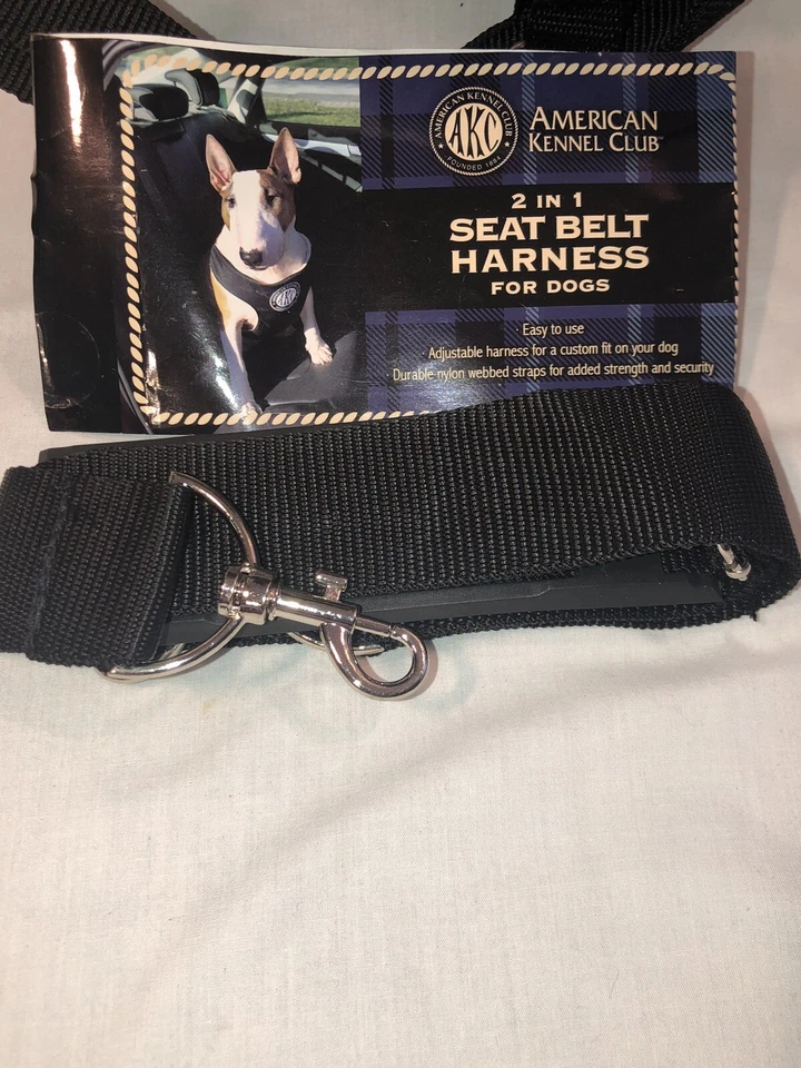 AKC Black Fur Lined 2 in 1 Seat Belt Harness For Dogs - Image 4 of 4