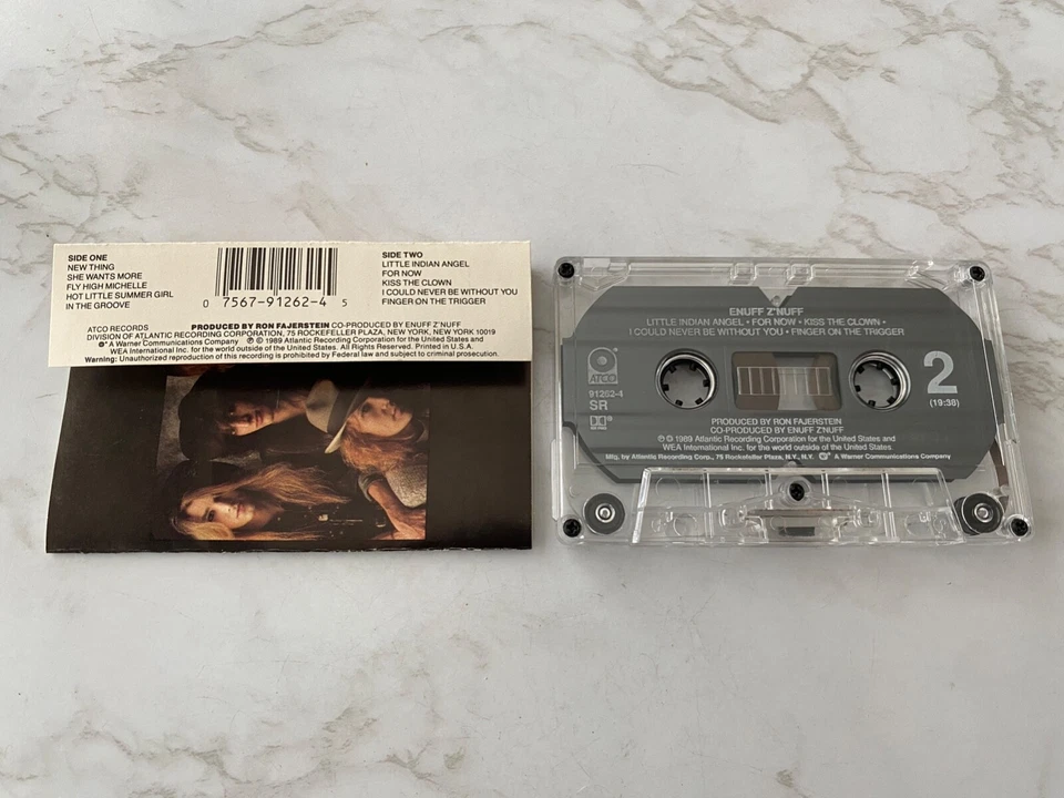 Enuff Z Nuff Self Titled CASSETTE Tape 1989 Atco 7 91262-4 Kiss The Clown RARE! - Image 2 of 3