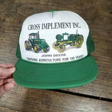 Vintage John Deere Equipment Trucker Hat Snapback Cap Cross Implement Green