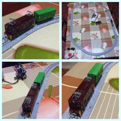 Treno con loco ED5060 Tomytec, vagone, tracciato e alimentatore in scala N