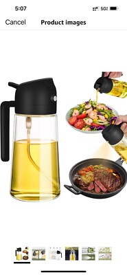 16oz Oil Dispenser Bottle for Kitchen, 2 in 1 Olive Oil Spray for Cooking