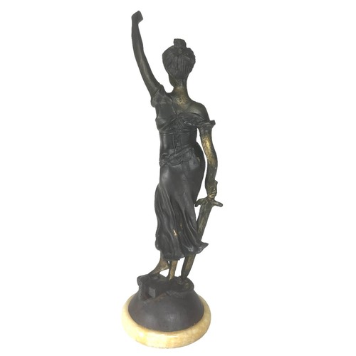 Vintage Blind Lady Scales of Justice Bronze Statue 16" Sculpture Figure Law Desk - Picture 8 of 13