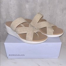 NEW Aerosoles ilona soft gold elastic sandal sz 7