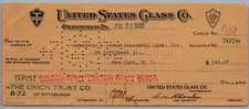 1928 United States Glass Co. Pittsburgh PA Vintage Bank Check American Steamship