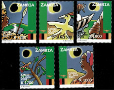 Zambia #SG834-SG838 MNH 2001 Total Sun Eclipse Elephant 931-935