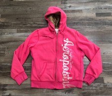 Y2K Aeropostale Womens XL Hot Pink Full Zip Fleece Hoodie Sweatshirt