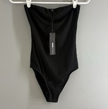 Fashion Nova Demi Double Lined Strapless Tube Bodysuit Black Size Small NWT