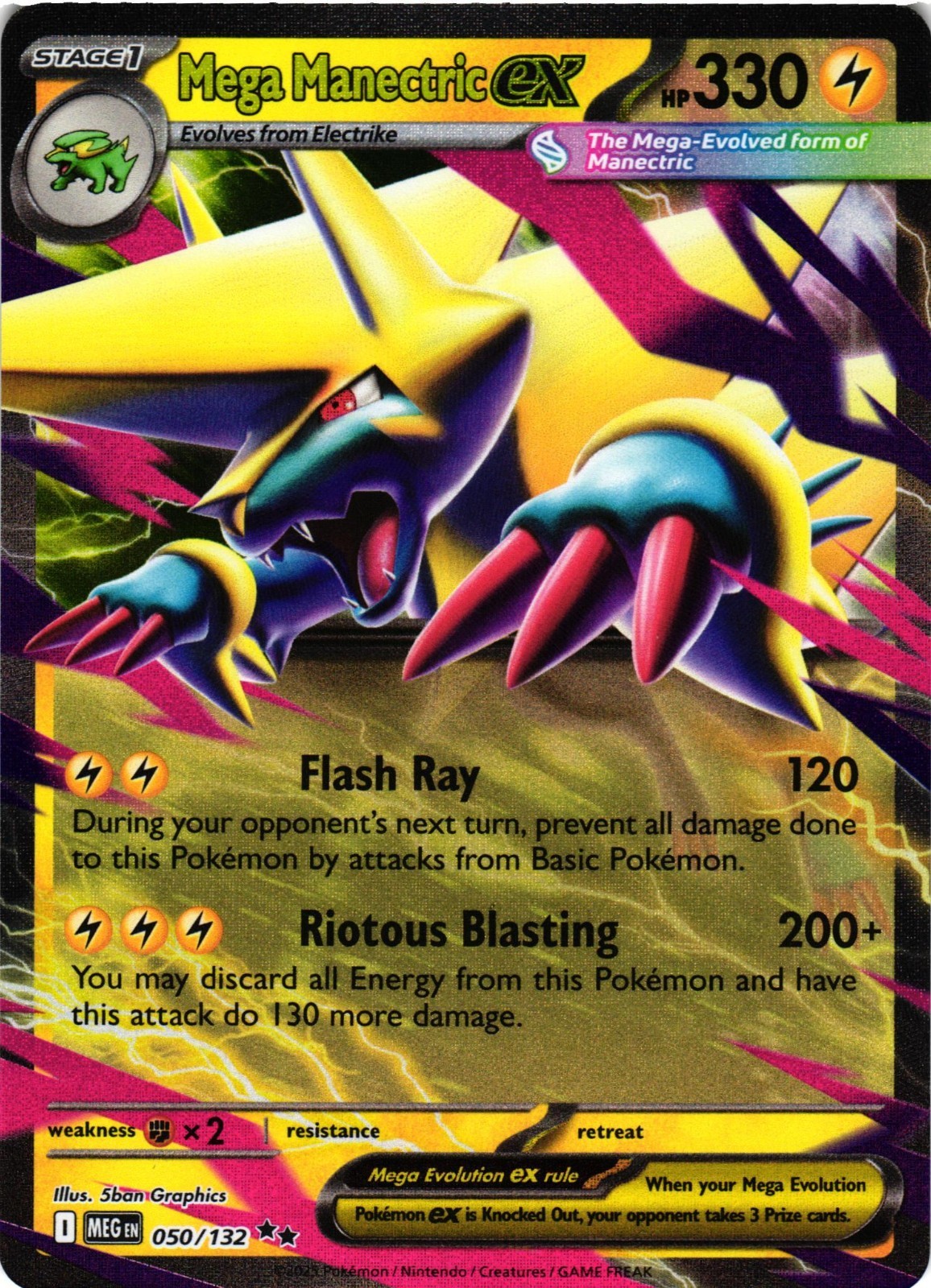 Pokemon TCG Mega Manectric ex 050/132 ME01: Mega Evolution Double Rare Holo LP