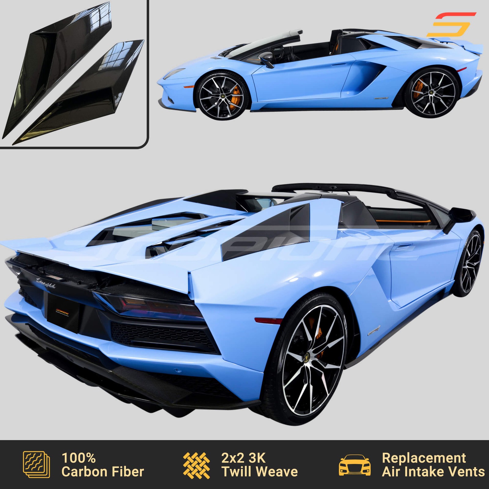 Scopione Carbon Side Air Intake Engine Vents for Lamborghini 18-22 Aventador S