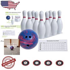 Durable Plastic Bowling Set 10 Pins 5lb Ball Sand-Fillable for Stability